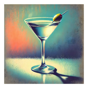 Midden eeuw ik hou van de blues Martini Kunst Foto Afdruk
