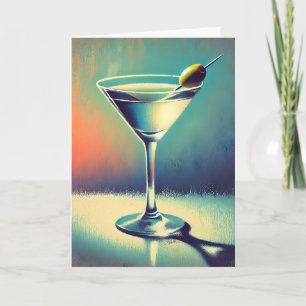 Midden eeuw ik hou van de blues Martini Kunst Kaart