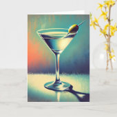 Midden eeuw ik hou van de blues Martini Kunst Kaart (Gele Bloem)