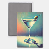 Midden eeuw ik hou van de blues Martini Kunst Magneet (Voorkant / Achterkant)