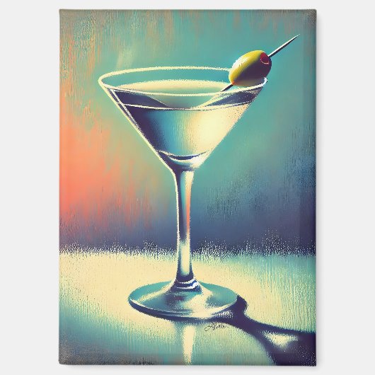 Midden eeuw ik hou van de blues Martini Kunst Magneet (Voorkant)