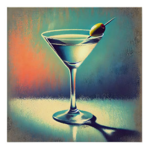 Midden eeuw ik hou van de blues Martini kunst Perfect Poster