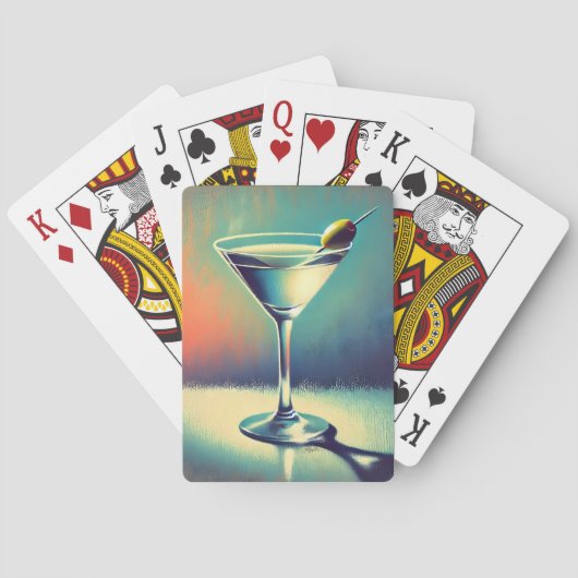 Midden eeuw ik hou van de blues Martini Kunst Pokerkaarten (Achterkant)