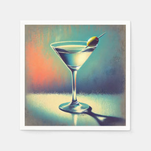 Midden eeuw ik hou van de blues Martini kunst Servet
