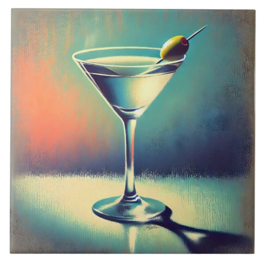 Midden eeuw ik hou van de blues Martini Kunst Tegeltje (Voorkant)