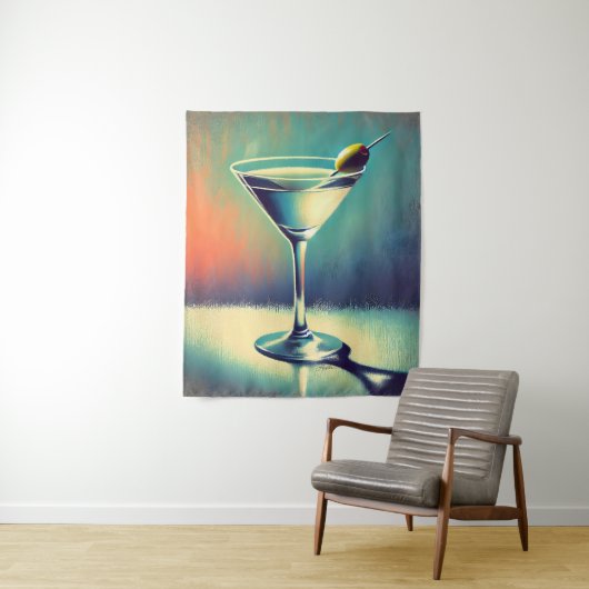 Midden eeuw ik hou van de blues Martini kunst Wandkleed (In situ)