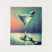 Midden eeuw ik hou van de blues Martini kunst Wandkleed (Voorkant)