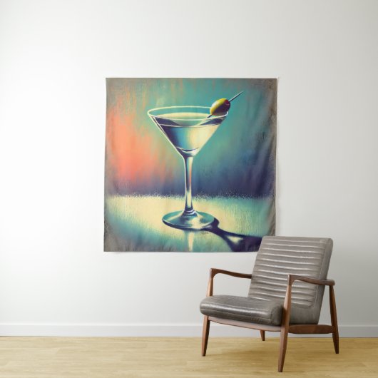 Midden eeuw ik hou van de blues Martini kunst Wandkleed (In situ)