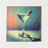 Midden eeuw ik hou van de blues Martini kunst Wandkleed (Voorkant)