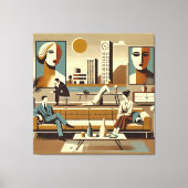 Midden eeuw interieur ontwerp kunst lounge canvas afdruk (Voorkant)