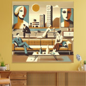 Midden eeuw interieur ontwerp kunst lounge canvas afdruk (Insitu (Woonkamer))