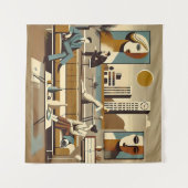 Midden eeuw interieur ontwerp kunst lounge wandkleed (Voorkant (horizontaal))