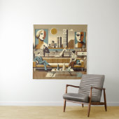 Midden eeuw interieur ontwerp kunst lounge wandkleed (In situ)