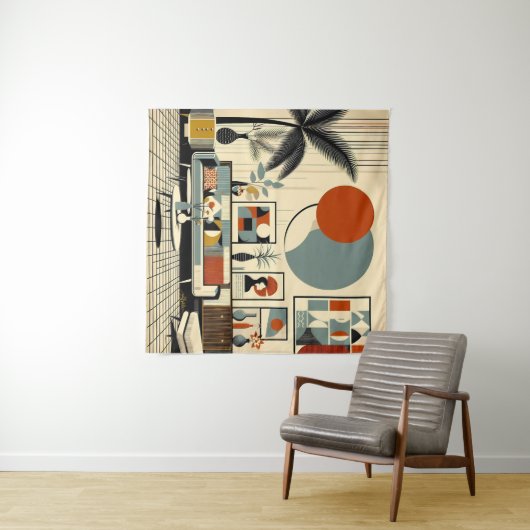 Midden eeuw interieurdesign Eclipse Woonkamer Wandkleed (In Situ (horizontaal))