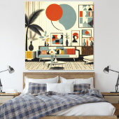 Midden eeuw interieurontwerp Eclipse Woonkamer Canvas Afdruk (Insitu (Slaapkamer))