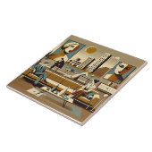 Midden eeuw interieurontwerp kunst lounge tegeltje (Zijkant)