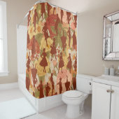 Midden eeuw jaren 1950 silhouet vrouwen Bloemen Douchegordijn (In situ)