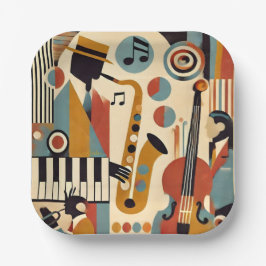 Midden Eeuw Jazz Leeftijd Modern Minimalistisch Tr Papieren Bordje