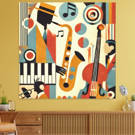 Midden Eeuw Jazz Leeftijd Modern Minimalistische T Canvas Afdruk