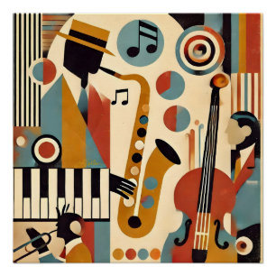 Midden Eeuw Jazz Leeftijd Modern Minimalistische T Perfect Poster