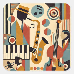 Midden Eeuw Jazz Leeftijd Modern Minimalistische T Vierkante Sticker