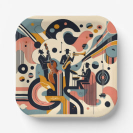 Midden Eeuw Jazz Leeftijd Psychedelische Trio Papieren Bordje