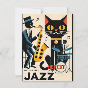 Midden eeuw jazz tijdperk HepCat Zwarte Kat Briefkaart