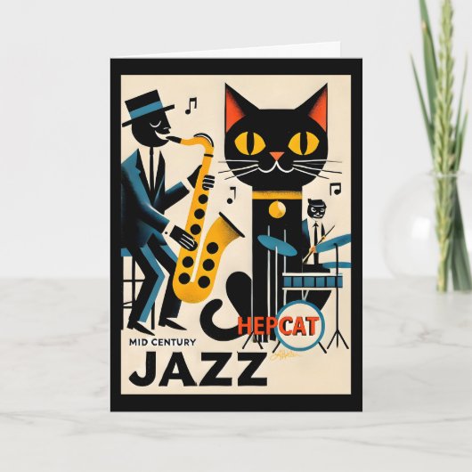 Midden eeuw jazz tijdperk HepCat Zwarte Kat Kaart (Voorkant)