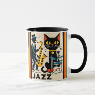 Midden eeuw jazz tijdperk HepCat Zwarte Kat Mok