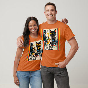 Midden eeuw jazz tijdperk HepCat Zwarte Kat T-shirt