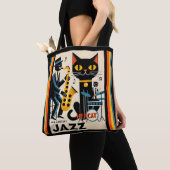 Midden eeuw jazz tijdperk HepCat Zwarte Kat Tote Bag (Dichtbij)