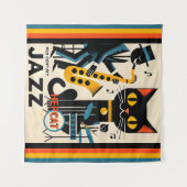 Midden eeuw jazz tijdperk HepCat Zwarte Kat Wandkleed (Voorkant (horizontaal))