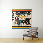 Midden eeuw jazz tijdperk HepCat Zwarte Kat Wandkleed (In Situ (horizontaal))