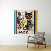 Midden eeuw jazz tijdperk HepCat Zwarte Kat Wandkleed (In situ)