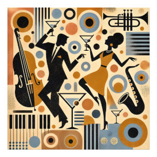 Midden Eeuw Jazz Tijdperk Minimalistische Kunst Ma Foto Afdruk