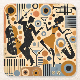 Midden Eeuw Jazz Tijdperk Minimalistische Kunst Ma Kartonnen Onderzetters