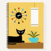 Midden eeuw kat met bal Kat op geel Notitieboek (Voorkant)