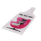 Midden eeuw katten in roze stoel op wit met stippe snijplank (Hoek)