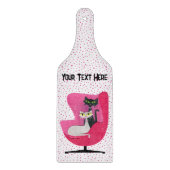 Midden eeuw katten in roze stoel op wit met stippe snijplank (Voorkant)
