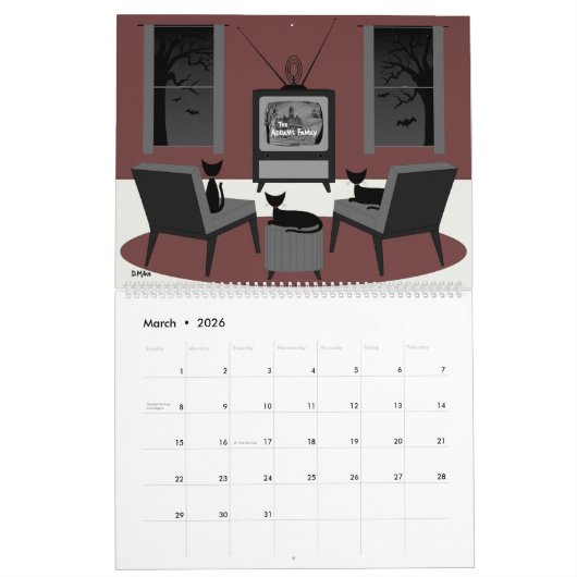 Midden-Eeuw Katten Kijken TV Kalender (Mar 2026)