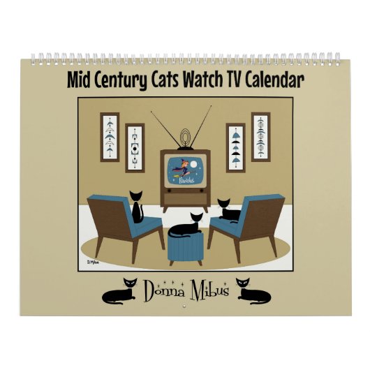 Midden-Eeuw Katten Kijken TV Kalender (Hoes)
