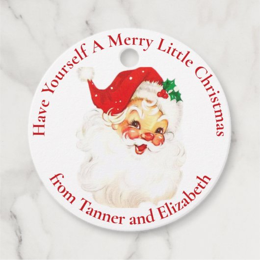 Midden-Eeuw  Kerstman Custom Bedankjes Labels (Voorkant)