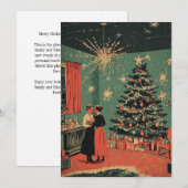 Midden-eeuw Kerstmis feestelijke woonkamer scène Feestdagenkaart (Voorkant / Achterkant)