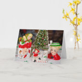  Midden-Eeuw Kitschy Kerstmis Nieuwjaar Kaart (Gele Bloem)