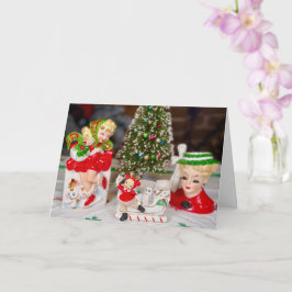  Midden-Eeuw Kitschy Kerstmis Nieuwjaar Kaart