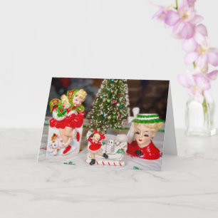 Midden-Eeuw Kitschy Kerstmis Nieuwjaar Kaart