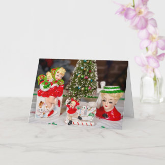 Midden-Eeuw Kitschy Kerstmis Nieuwjaar Kaart