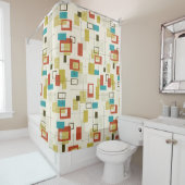 Midden-eeuw kleurrijk retro geometrisch patroon douchegordijn (In situ)