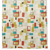 Midden-eeuw kleurrijk retro geometrisch patroon douchegordijn (Voorkant)