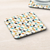 Midden eeuw kleurrijke cirkels geometrisch patroon bier onderzetter (Linkerzijde)